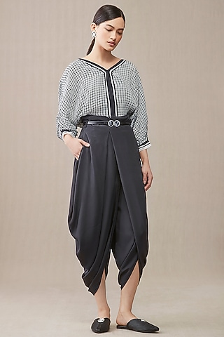 Black Draped Dhoti Pants by AMPM