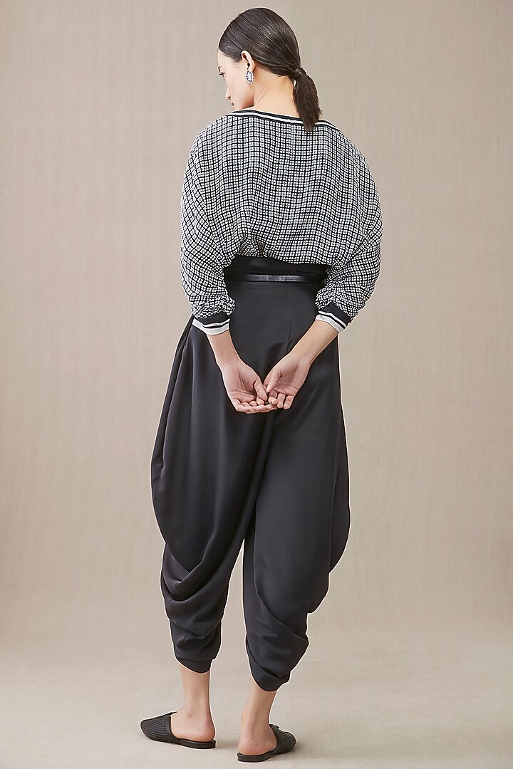 Black Draped Dhoti Pants by AMPM at Pernia's Pop Up Shop