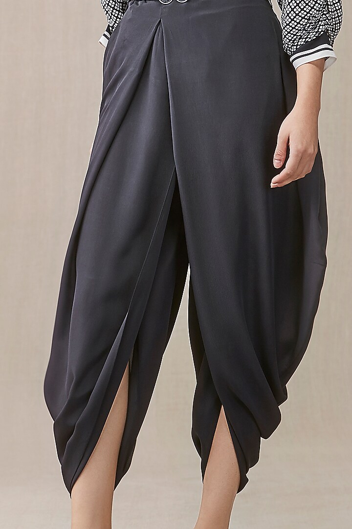 Black Draped Dhoti Pants by AMPM at Pernia's Pop Up Shop