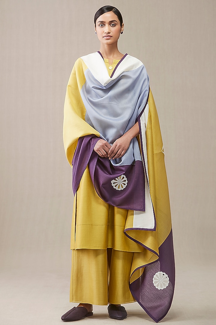 Mustard Chanderi Silk Kurta Set  by AMPM at Pernia's Pop Up Shop