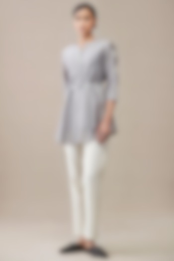 Grey Chanderi Silk Shirt  by AMPM