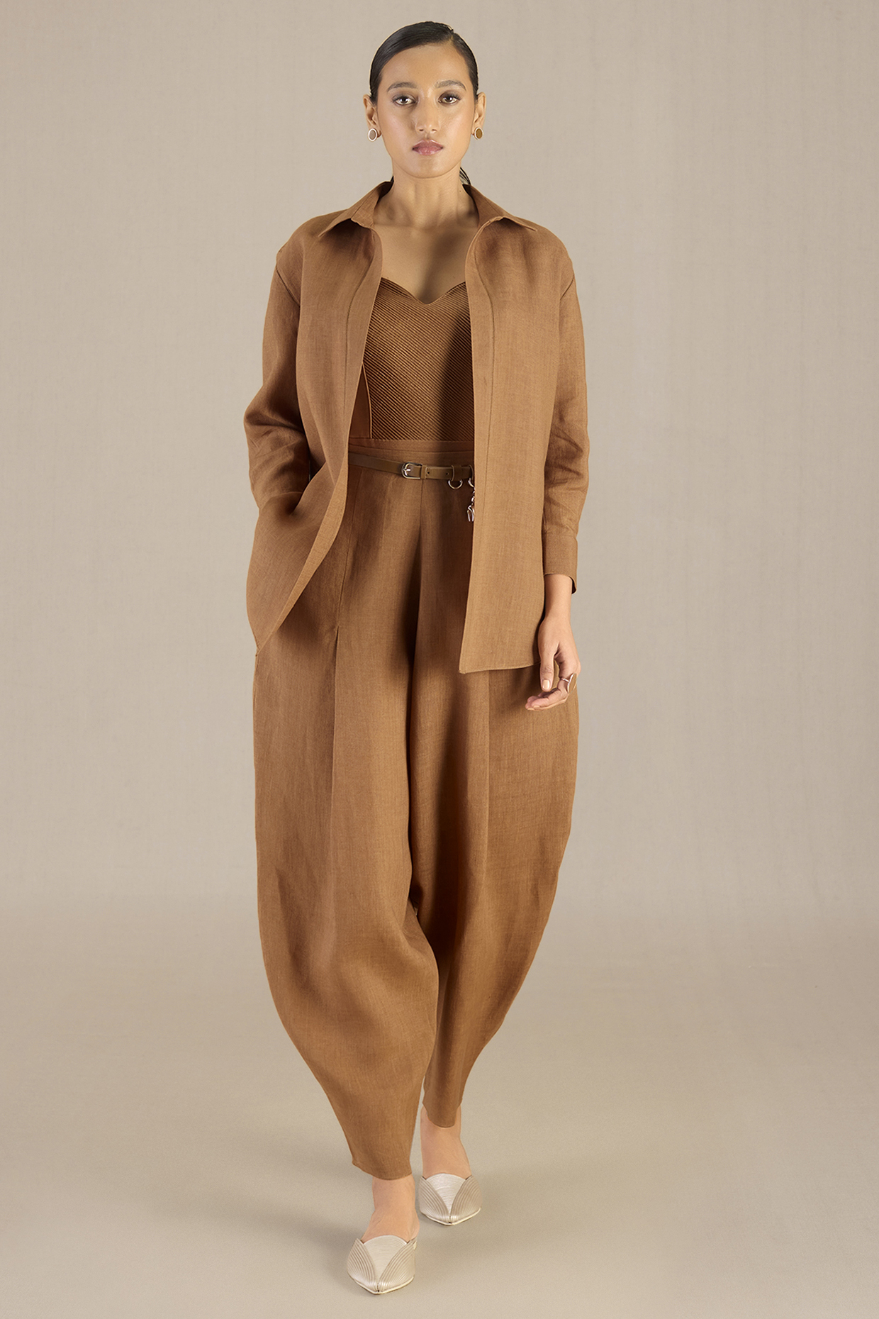 Clay Brown Linen Co-Ord Set by AMPM at Pernia's Pop Up Shop