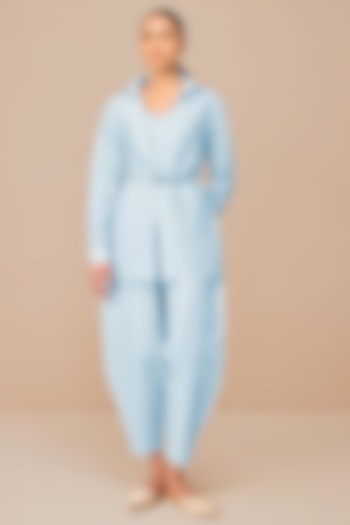 Ice Blue Chanderi Co-Ord Set by AMPM at Pernia's Pop Up Shop