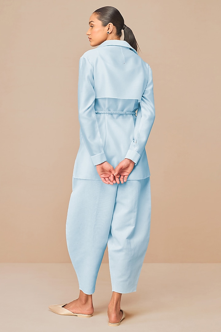 Ice Blue Chanderi Co-Ord Set by AMPM at Pernia's Pop Up Shop