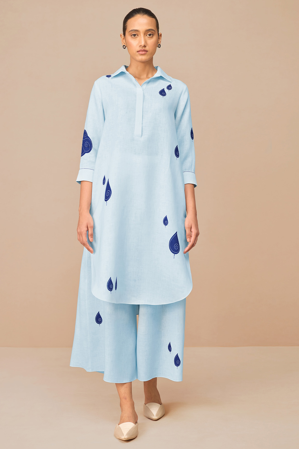 Ice Blue Linen Tunic Set by AMPM at Pernia's Pop Up Shop