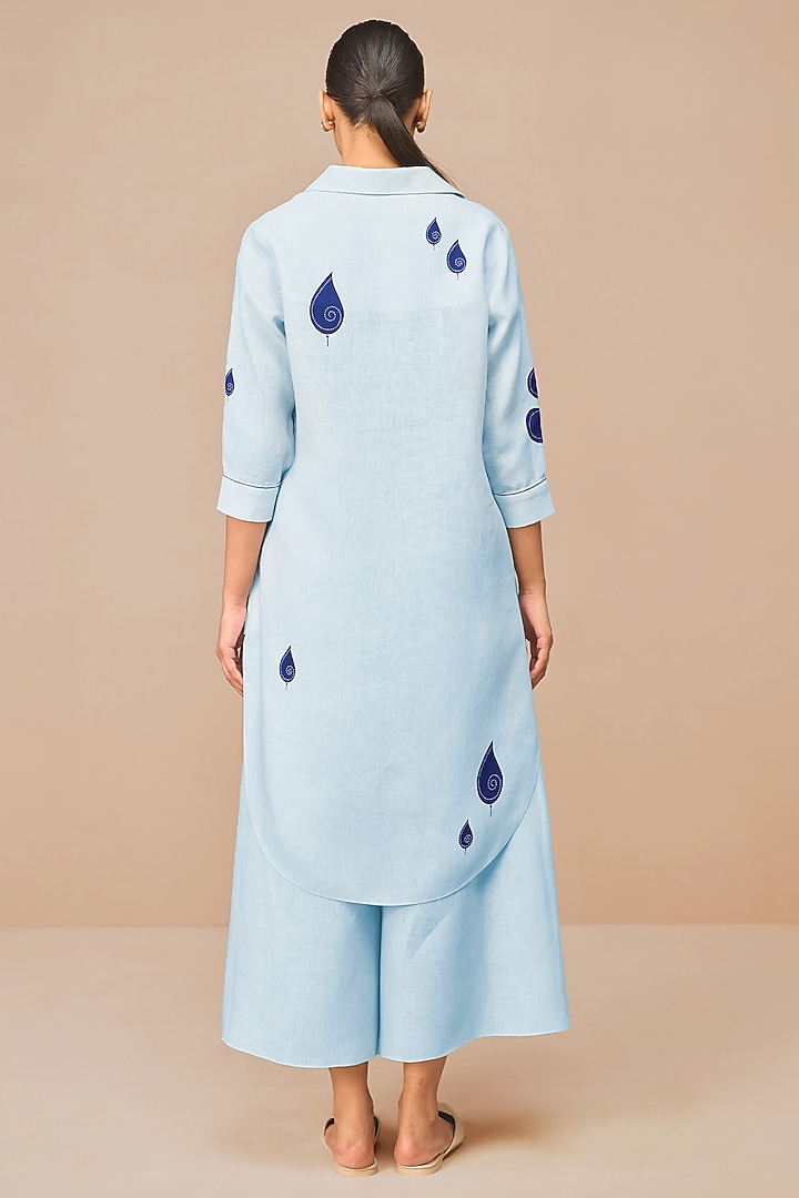 Ice Blue Linen Tunic Set by AMPM at Pernia's Pop Up Shop