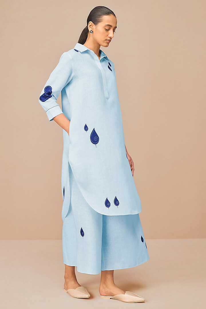 Ice Blue Linen Tunic Set by AMPM at Pernia's Pop Up Shop