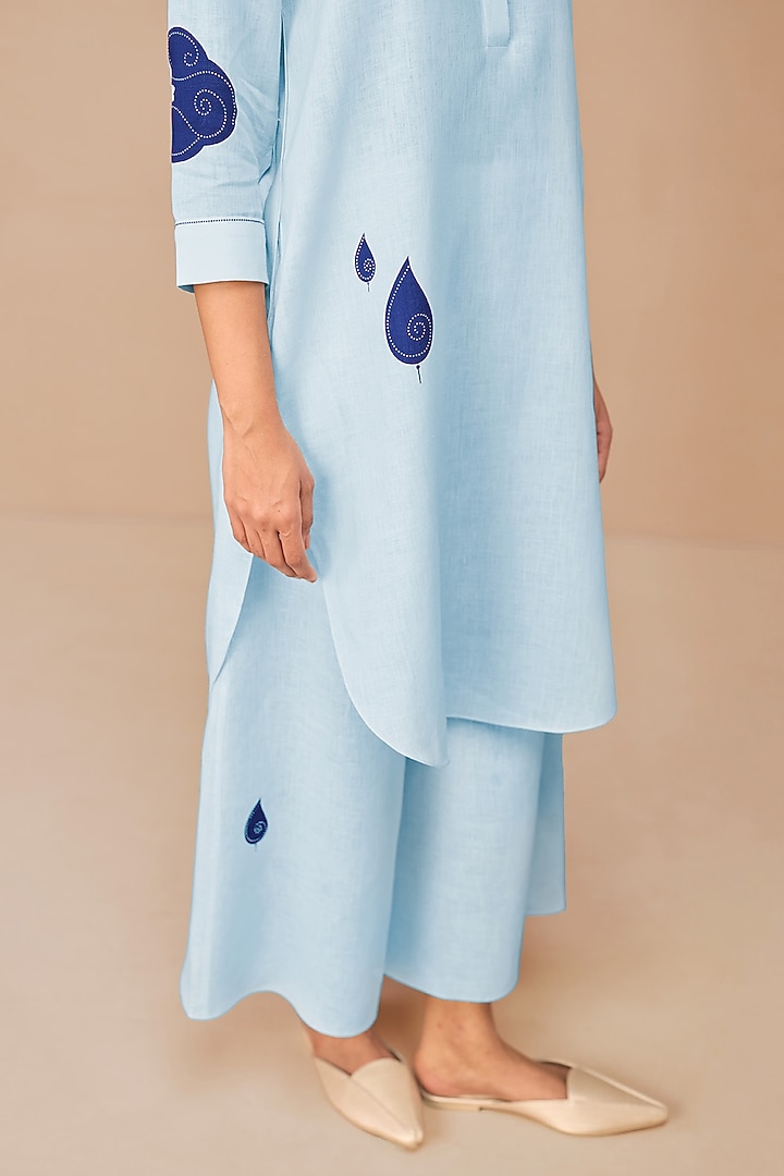 Ice Blue Linen Tunic Set by AMPM at Pernia's Pop Up Shop