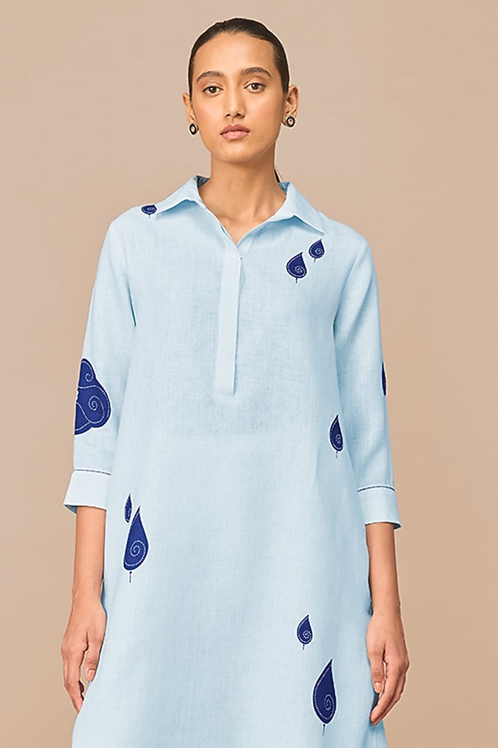 Ice Blue Linen Tunic Set by AMPM at Pernia's Pop Up Shop