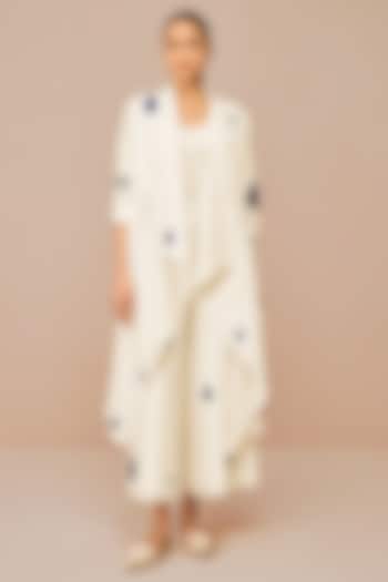 Ivory Cotton Silk Throw Jacket Set by AMPM at Pernia's Pop Up Shop