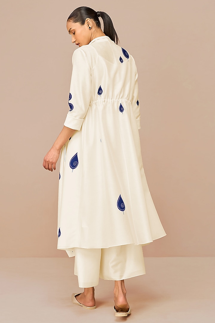 Ivory Cotton Silk Throw Jacket Set by AMPM at Pernia's Pop Up Shop