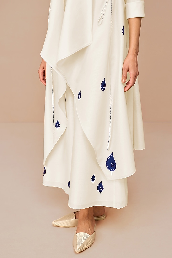 Ivory Cotton Silk Throw Jacket Set by AMPM at Pernia's Pop Up Shop