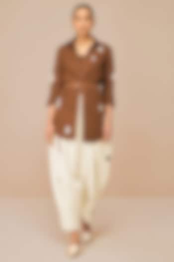 Earthy Brown Linen Paisley Printed Co-Ord Set by AMPM at Pernia's Pop Up Shop