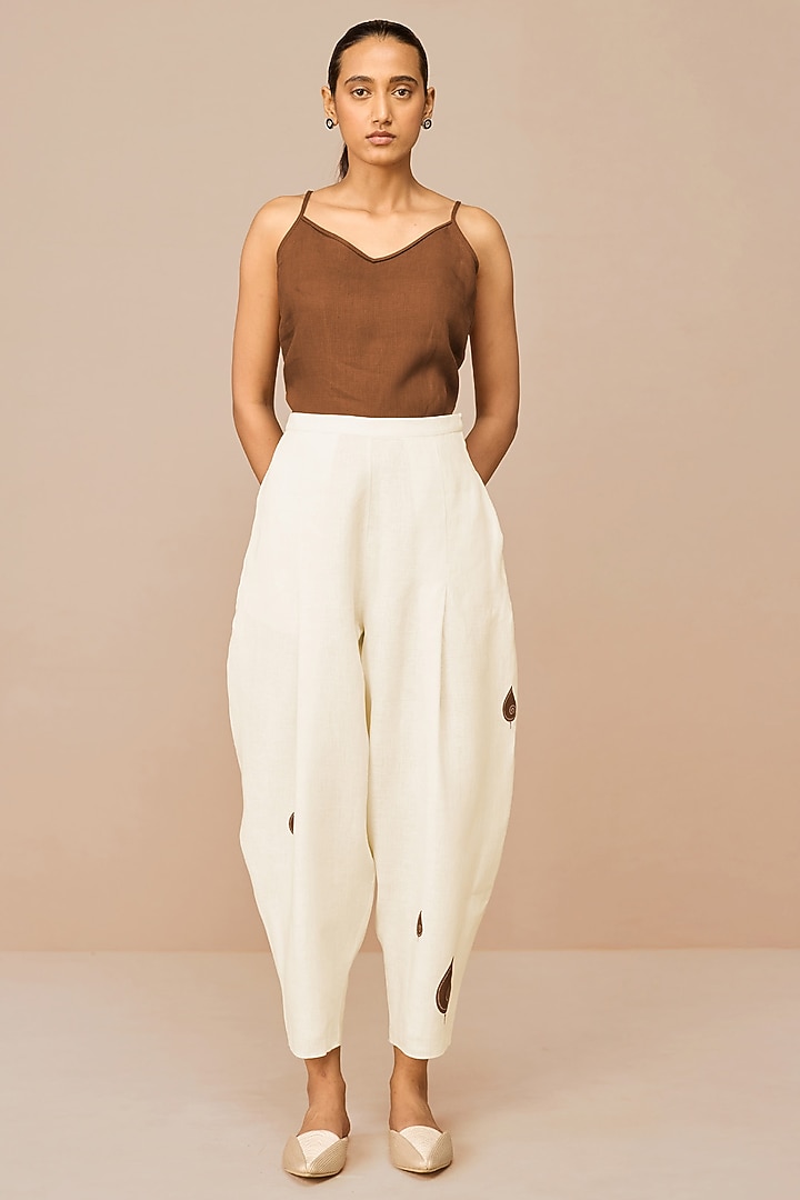 Earthy Brown Linen Paisley Printed Co-Ord Set by AMPM at Pernia's Pop Up Shop