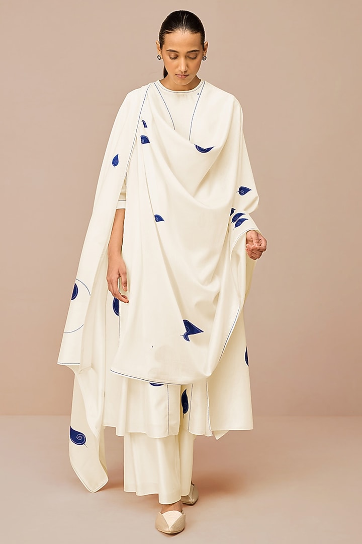 Ivory Cotton Silk Kurta Set by AMPM at Pernia's Pop Up Shop