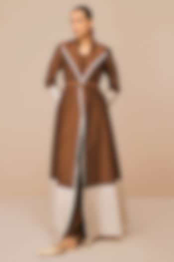 Earth Brown Luxe Cotton Silk Jacket Set by AMPM at Pernia's Pop Up Shop