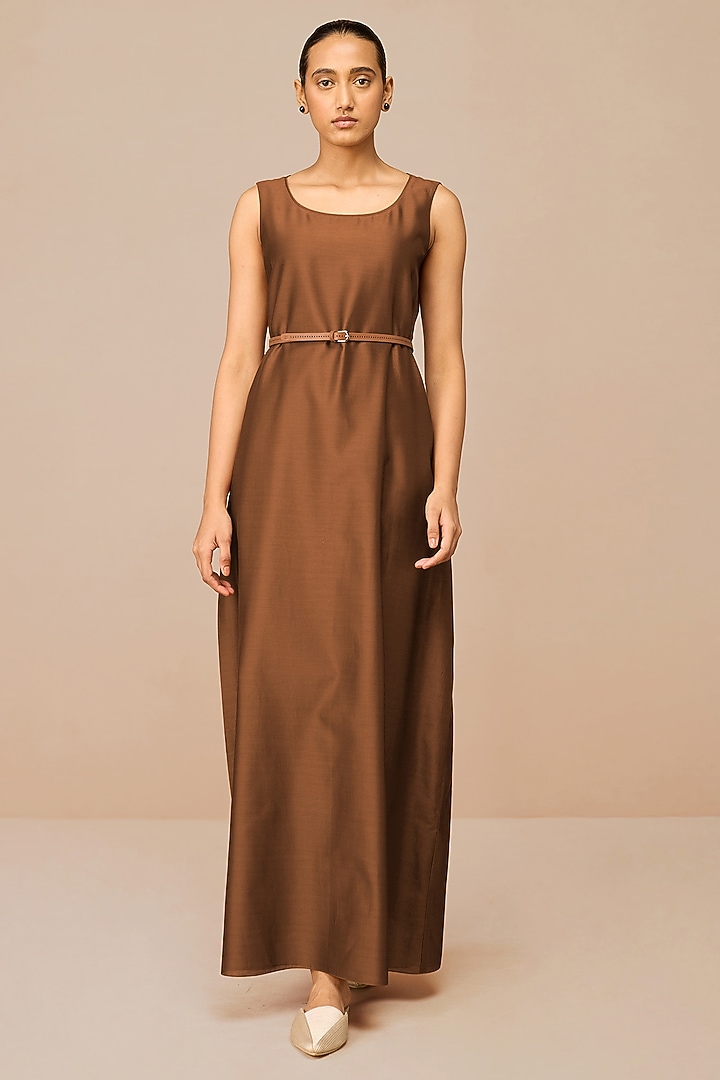 Earth Brown Luxe Cotton Silk Jacket Set by AMPM at Pernia's Pop Up Shop