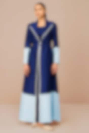 Indigo Luxe Cotton Silk Jacket Set by AMPM at Pernia's Pop Up Shop