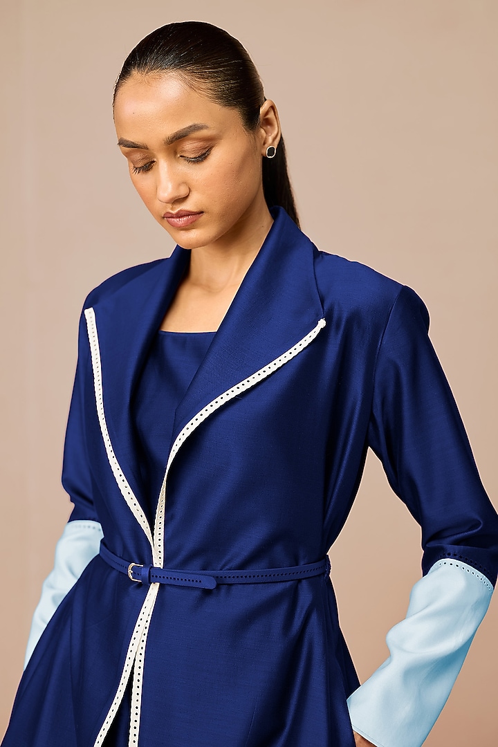 Indigo Luxe Cotton Silk Jacket Set by AMPM at Pernia's Pop Up Shop