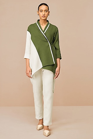 Ivory & Olive Linen Co-Ord Set by AMPM