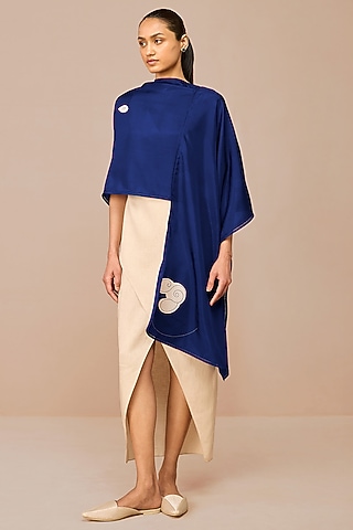 Indigo Silk Floral Scarf by AMPM