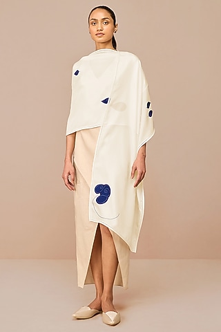 Ivory Silk Floral Scarf by AMPM