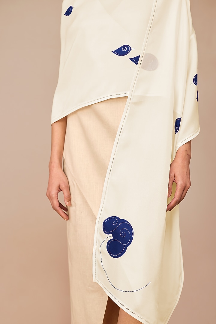 Ivory Silk Floral Scarf by AMPM at Pernia's Pop Up Shop