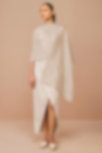 Beige Pure Silk Scarf by AMPM at Pernia's Pop Up Shop