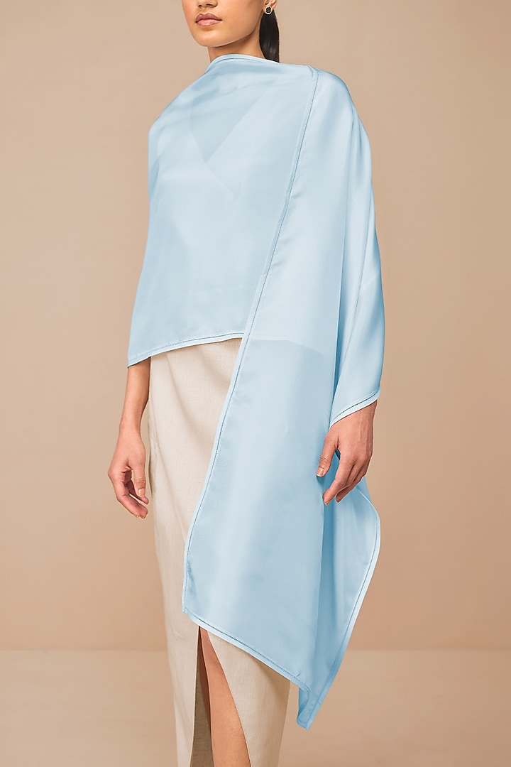 Ice Blue Pure Silk Scarf by AMPM at Pernia's Pop Up Shop