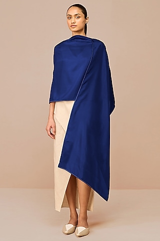 Indigo Silk Printed Scarf by AMPM