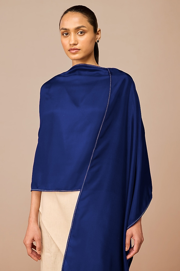 Indigo Silk Printed Scarf by AMPM at Pernia's Pop Up Shop