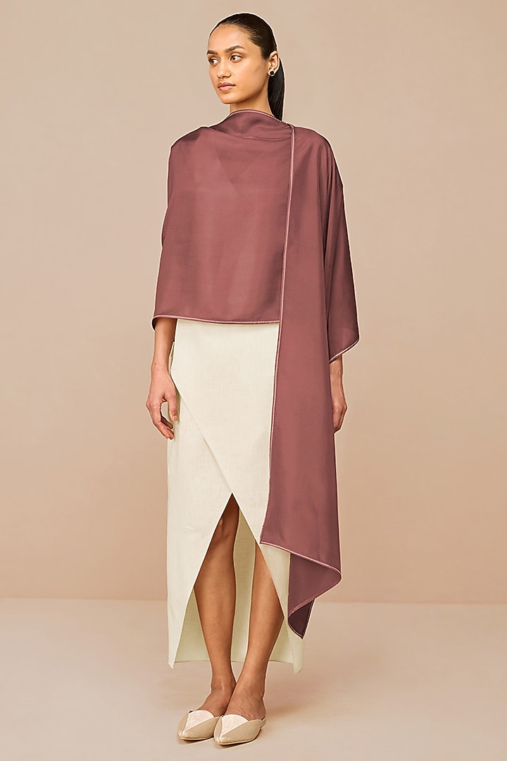 Terracotta Silk Printed Scarf by AMPM at Pernia's Pop Up Shop