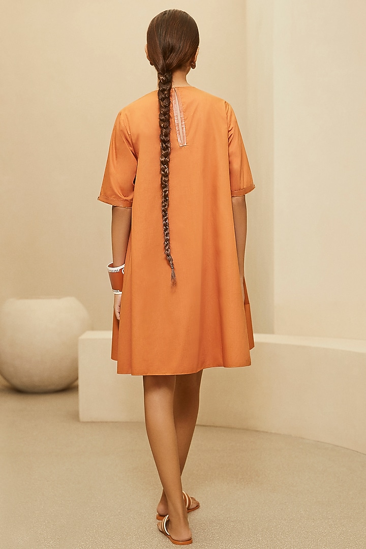 Tan Orange Cotton Vacation Dress by AMPM at Pernia's Pop Up Shop
