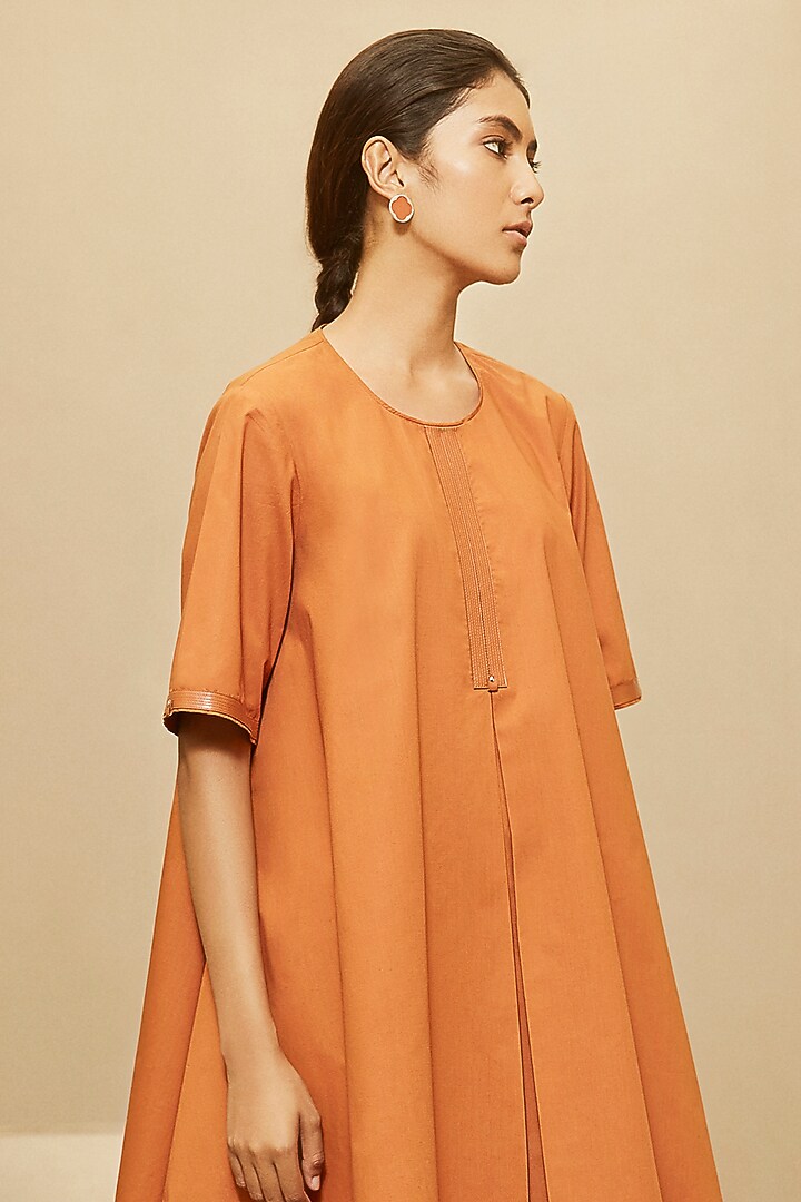 Tan Orange Cotton Vacation Dress by AMPM at Pernia's Pop Up Shop