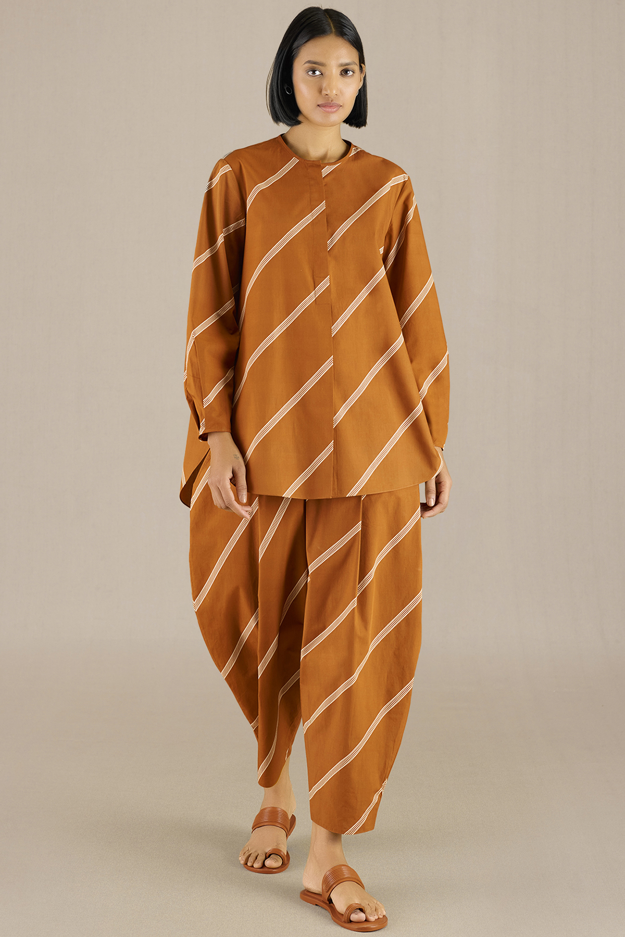 Tan Poplin Dhoti Pant Set by AMPM at Pernia's Pop Up Shop