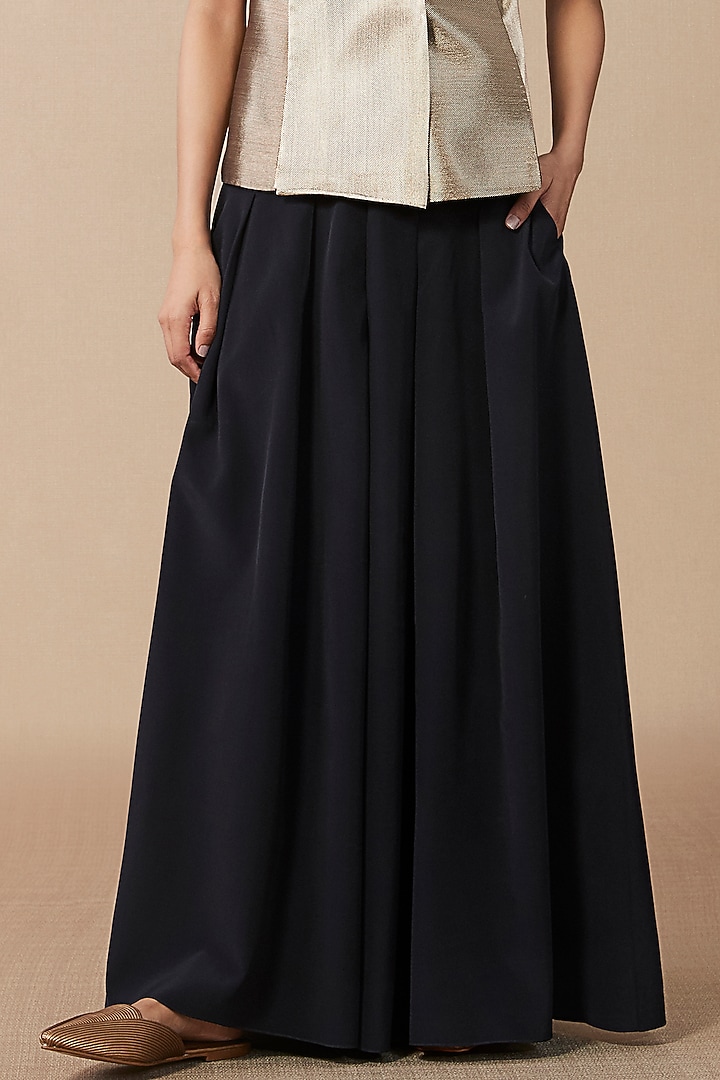 Black Viscose Crepe Palazzo Pants by AMPM at Pernia's Pop Up Shop