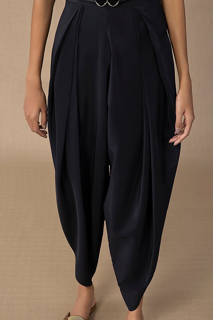 Black Viscose Crepe Dhoti Pants by AMPM at Pernia's Pop Up Shop