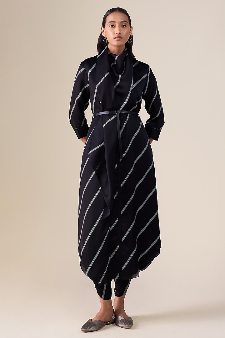 Black Satin Organza Tunic Set by AMPM at Pernia's Pop Up Shop