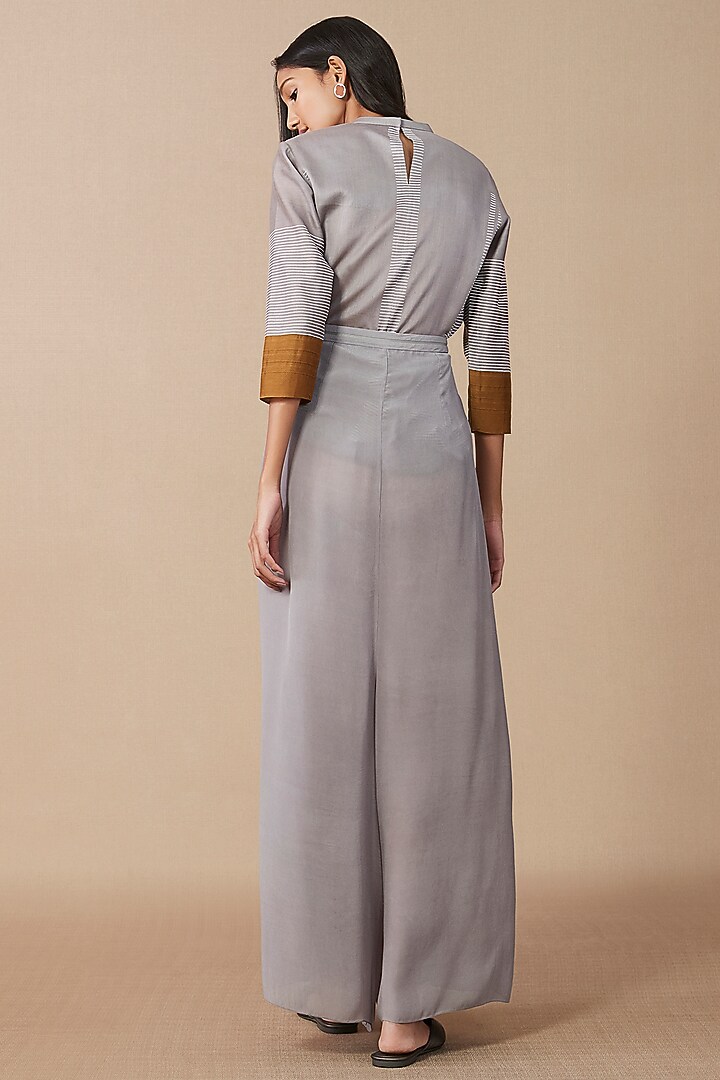 Grey Viscose Crepe Palazzo Pants by AMPM at Pernia's Pop Up Shop