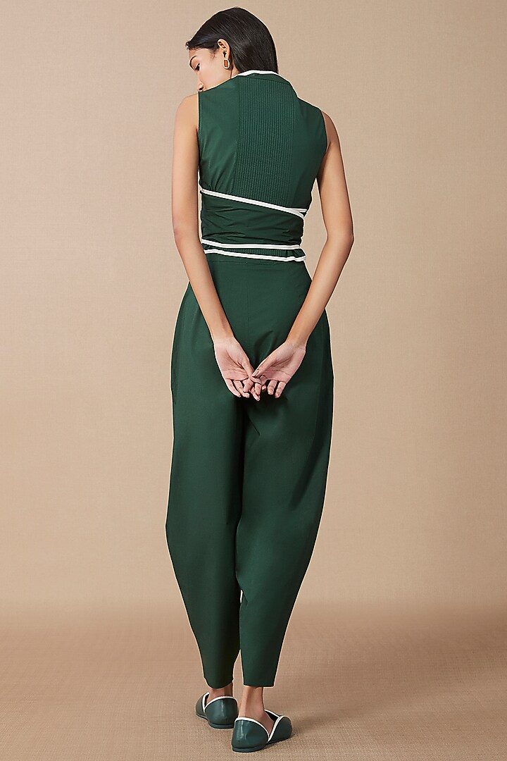 Green Cotton Poplin Dhoti Pants by AMPM at Pernia's Pop Up Shop