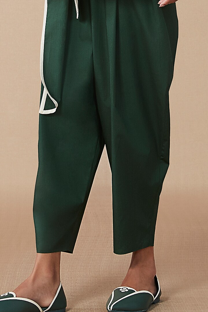 Green Cotton Poplin Dhoti Pants by AMPM at Pernia's Pop Up Shop