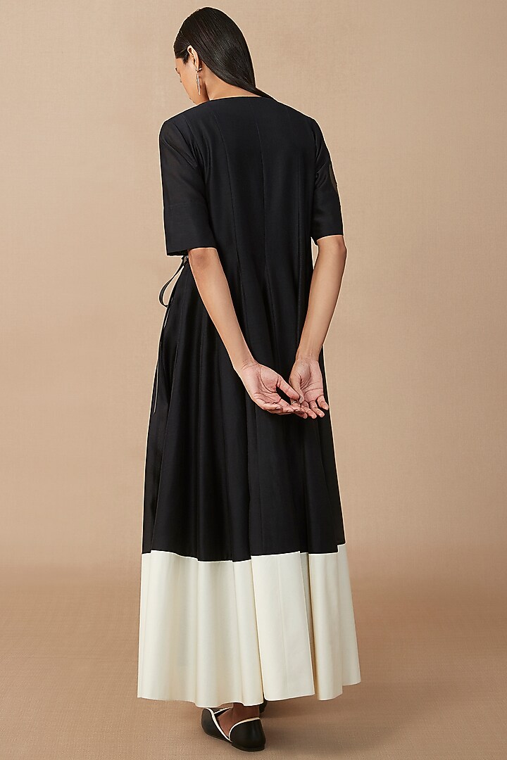 Black Chanderi Flared Tunic by AMPM at Pernia's Pop Up Shop