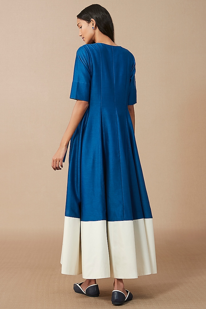 Electric Blue Chanderi Flared Tunic by AMPM at Pernia's Pop Up Shop
