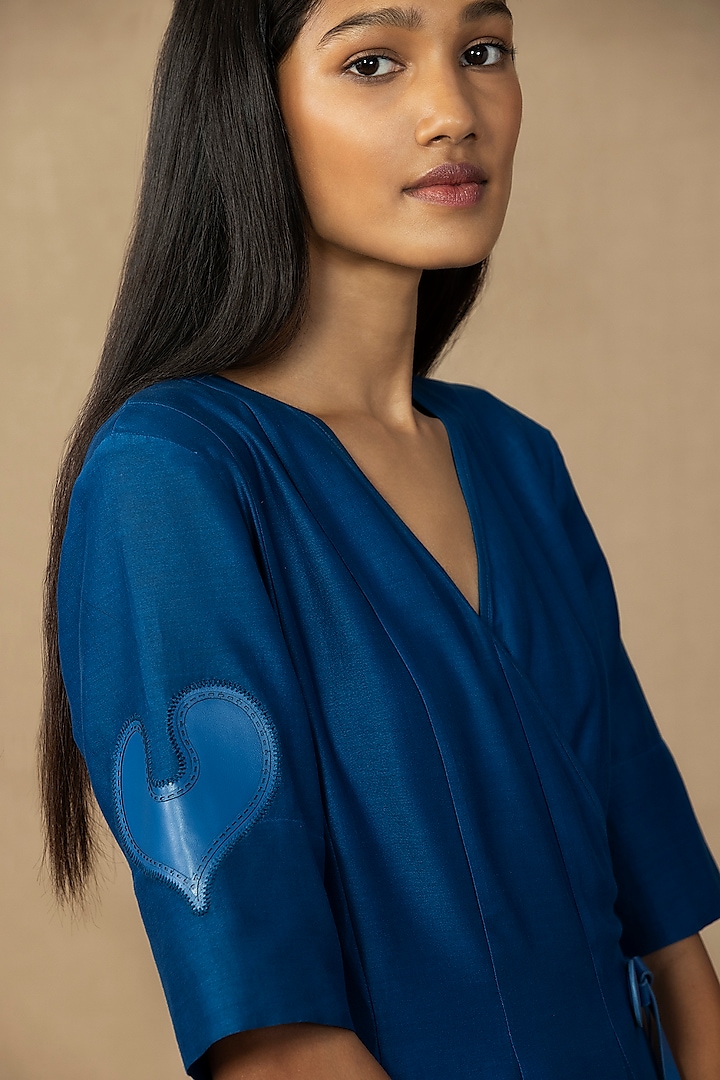 Electric Blue Chanderi Flared Tunic by AMPM