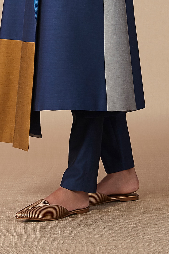 Navy Blue Chanderi Jacket Set by AMPM at Pernia's Pop Up Shop