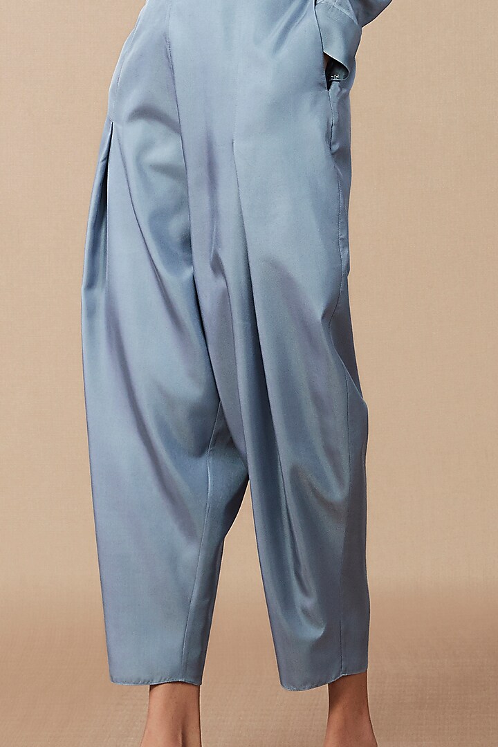 Smokey Blue Vacation Shirt Dress In Silk Twill by AMPM at Pernia's Pop Up Shop