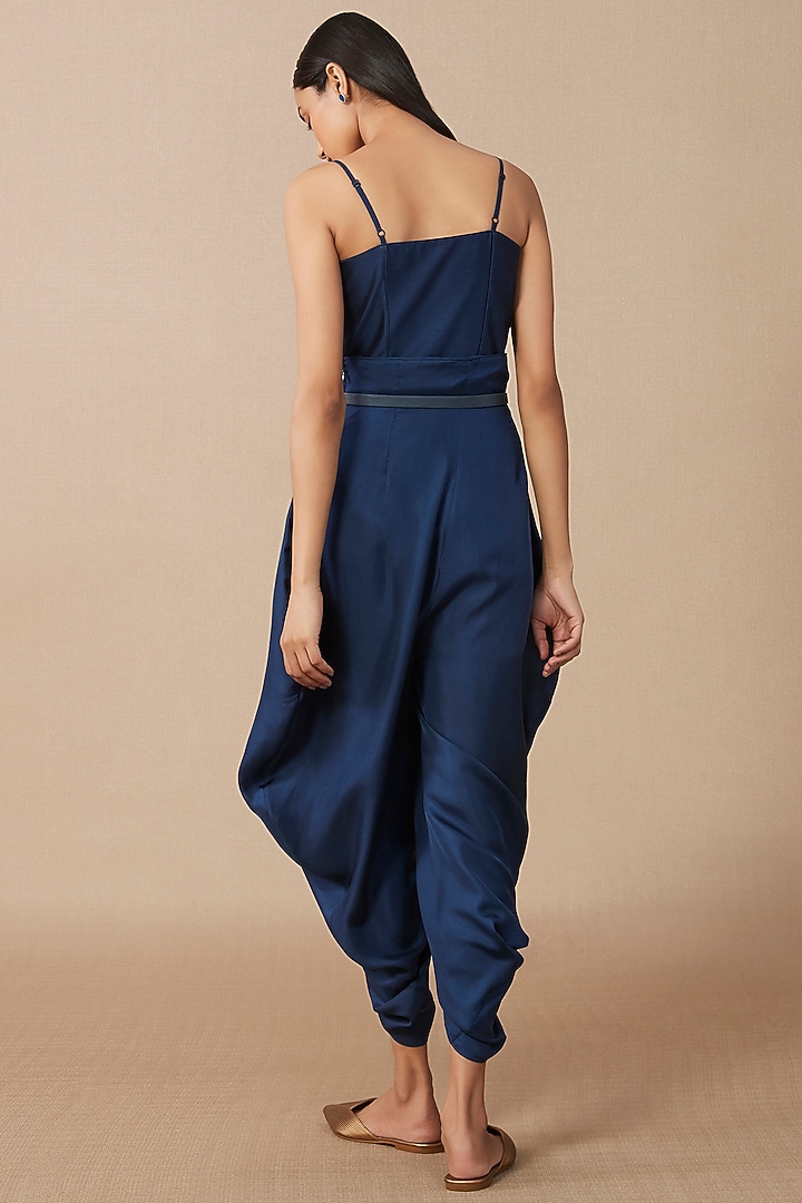 Navy Pure Silk Paper Bag Dhoti by AMPM at Pernia's Pop Up Shop
