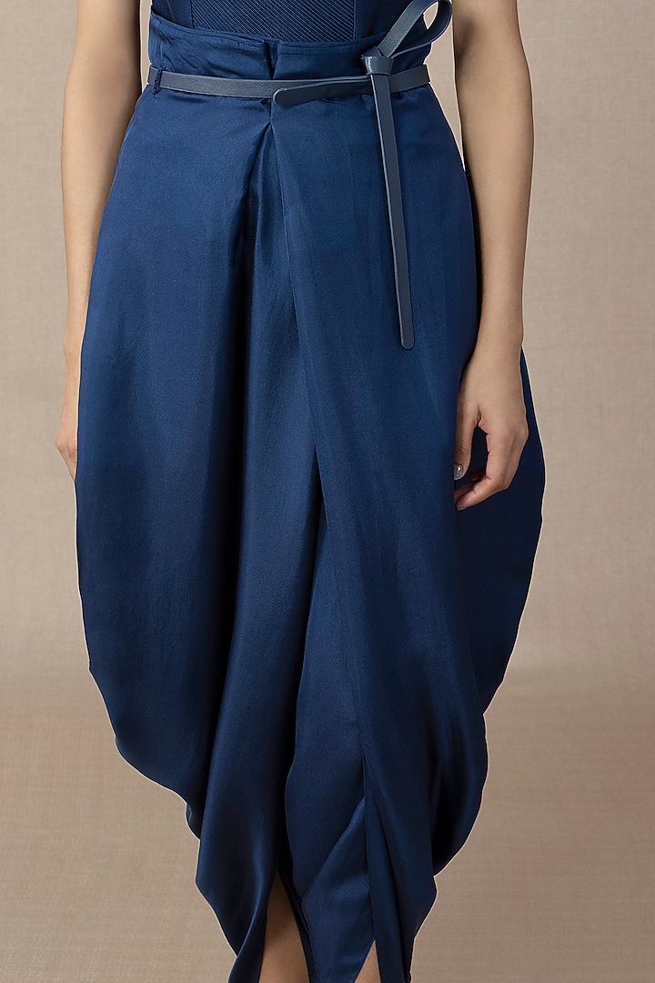 Navy Pure Silk Paper Bag Dhoti by AMPM at Pernia's Pop Up Shop