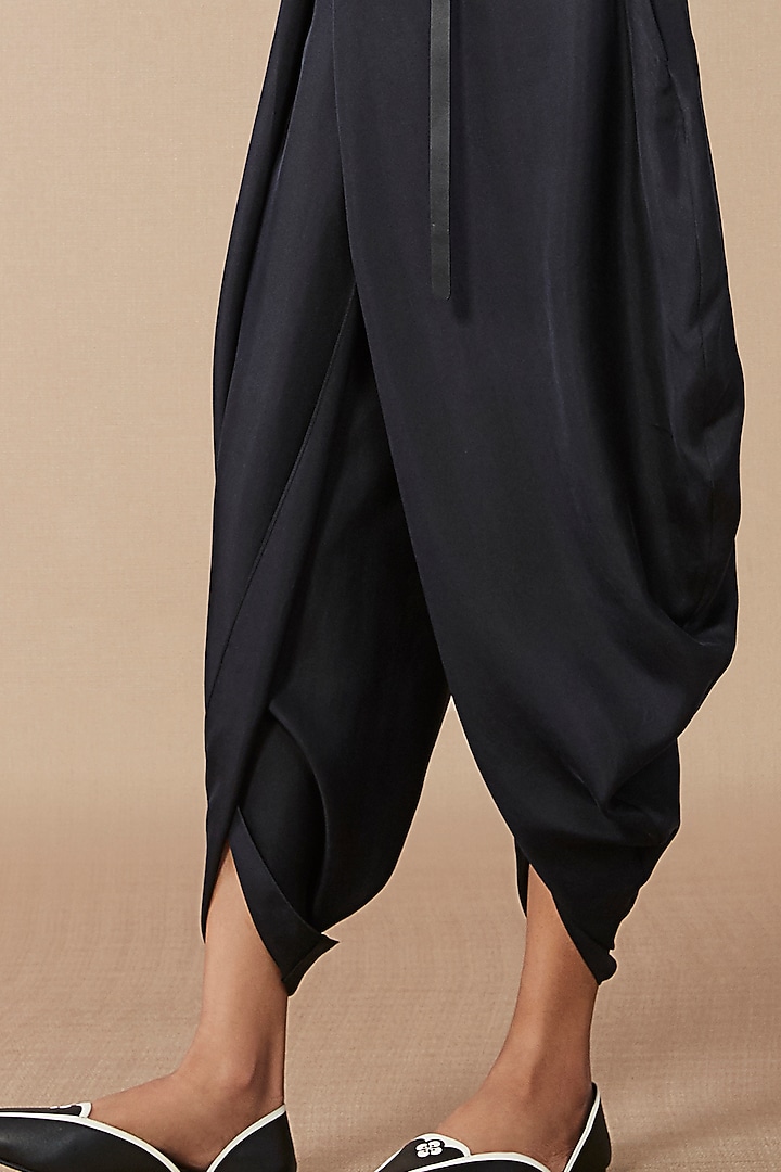 Black Pure Silk Dhoti by AMPM at Pernia's Pop Up Shop