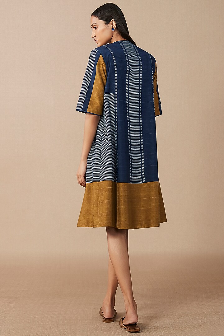 Navy Blue Digital Printed Jacket Dress by AMPM at Pernia's Pop Up Shop